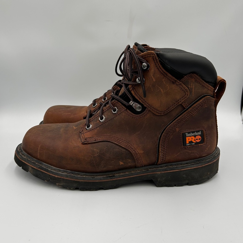 Timberland PRO Pit Boss 6 Inch Brown Leather Soft Toe Work Boots 33046 Mens 11M - Picture 3 of 10